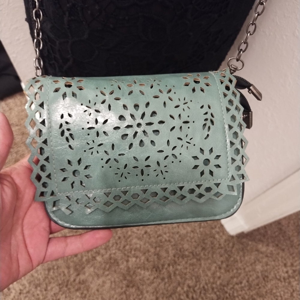 Source Unknown Mint Crossbody Bag With Laser-Cut … - image 3